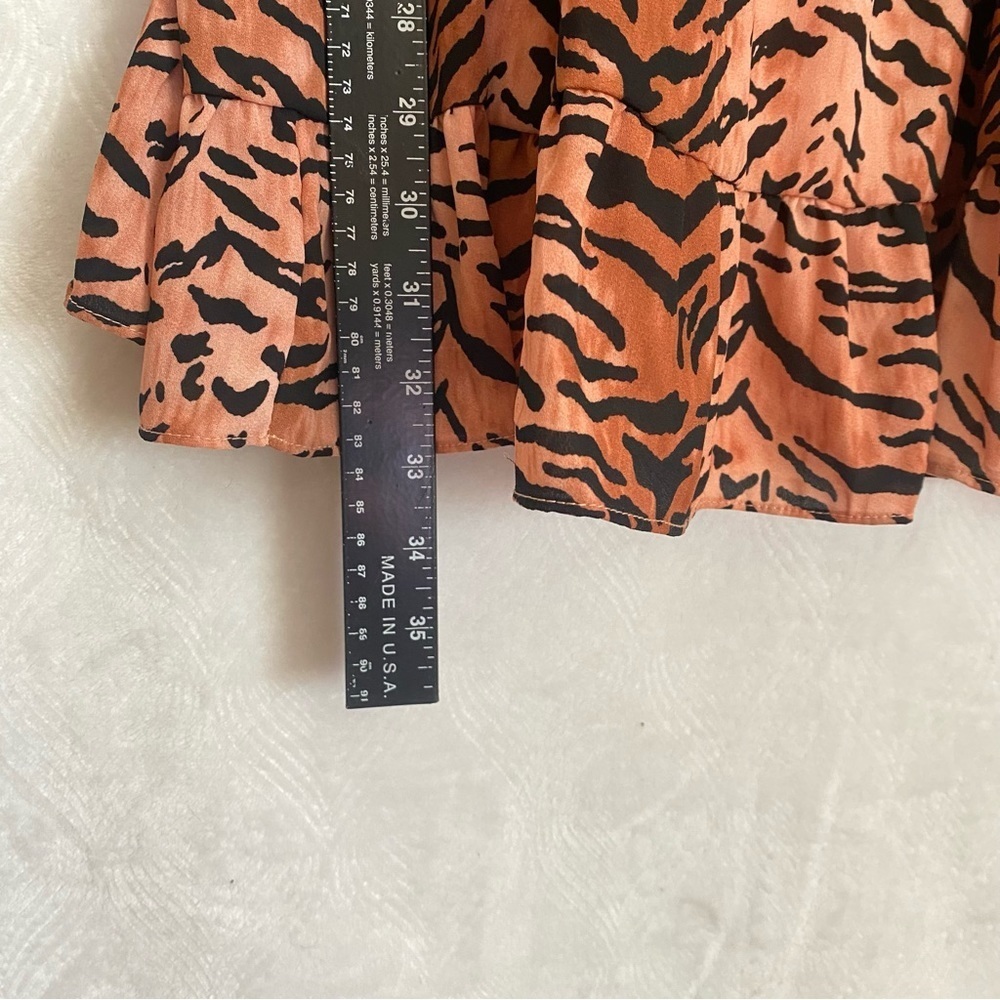 Buddy Love Becca Tiger Print Babydoll Mini Dress Women’s Small Puff Sleeves - Picture 16 of 16